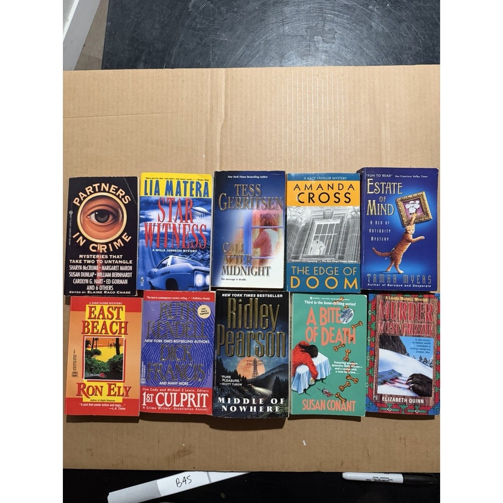 Lot of 10 random murder mystery novel paperback books, various authors B45